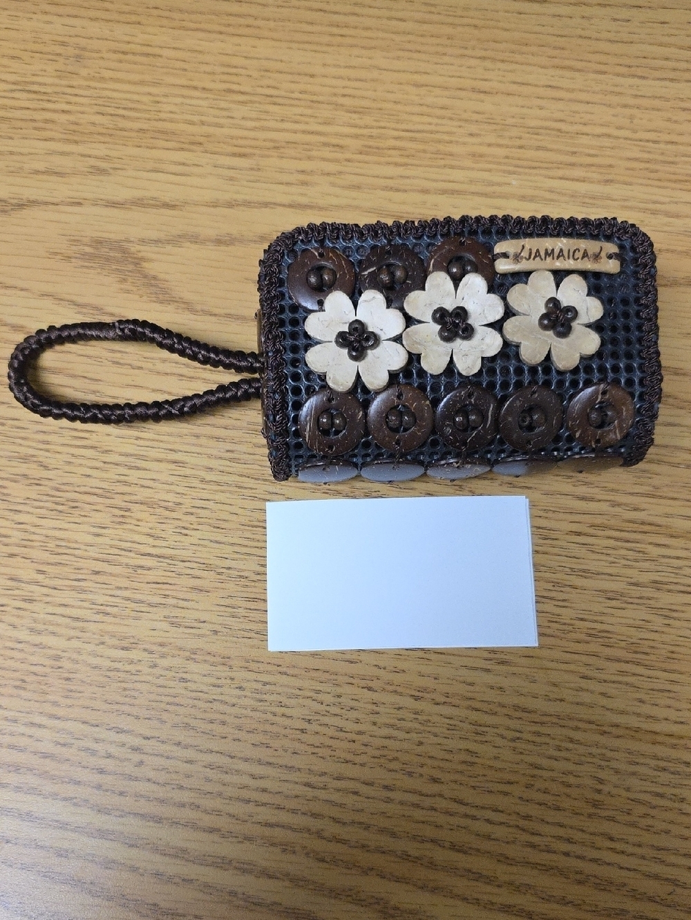 Handcrafted Brown Floral Wristlet Pouch - Jamaica - Picture 4 of 6